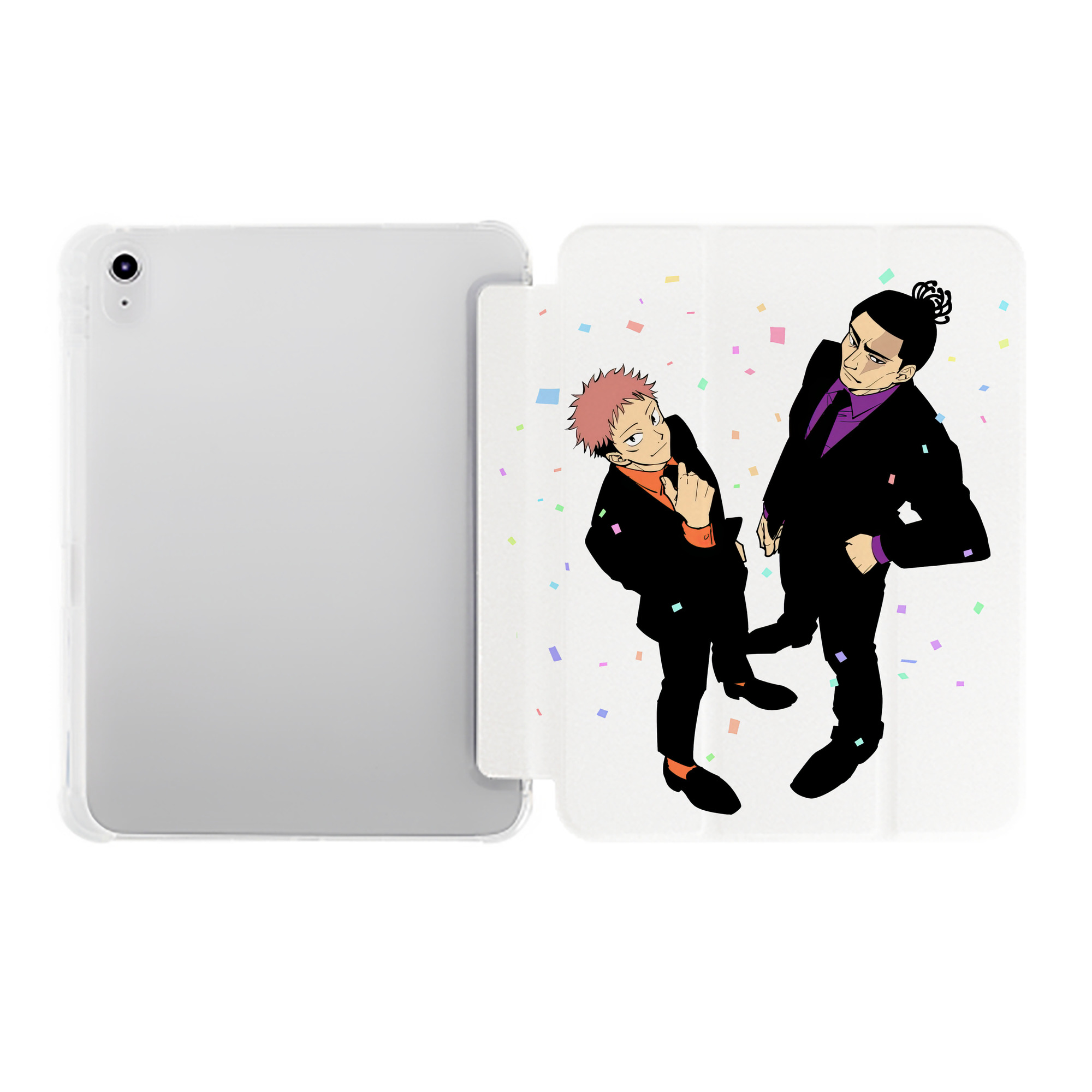 （画像用） 呪術廻戦 Jujutsu Kaisen IPad ケース ペン収納付き 三つ折りスタンド PUレザー×シリコン 対応機種9.5/10.5/10.9インチ